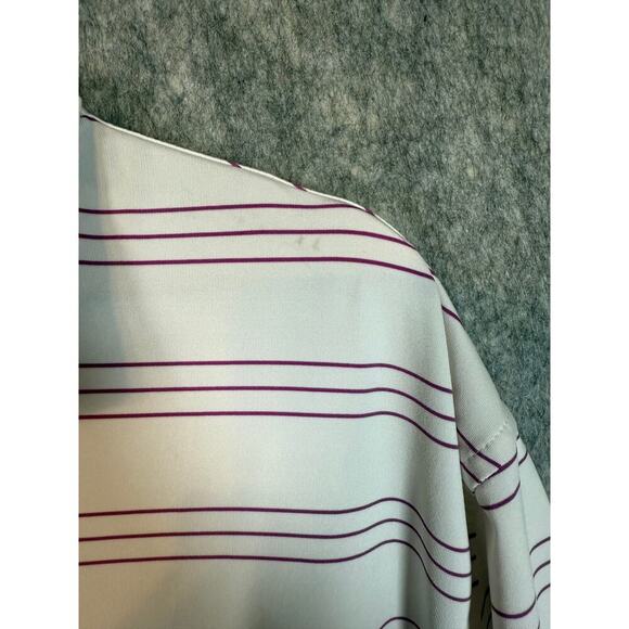 Peter Millar Summer Comfort White Purple Stripe Performance Golf Polo - Large - Picture 3 of 8